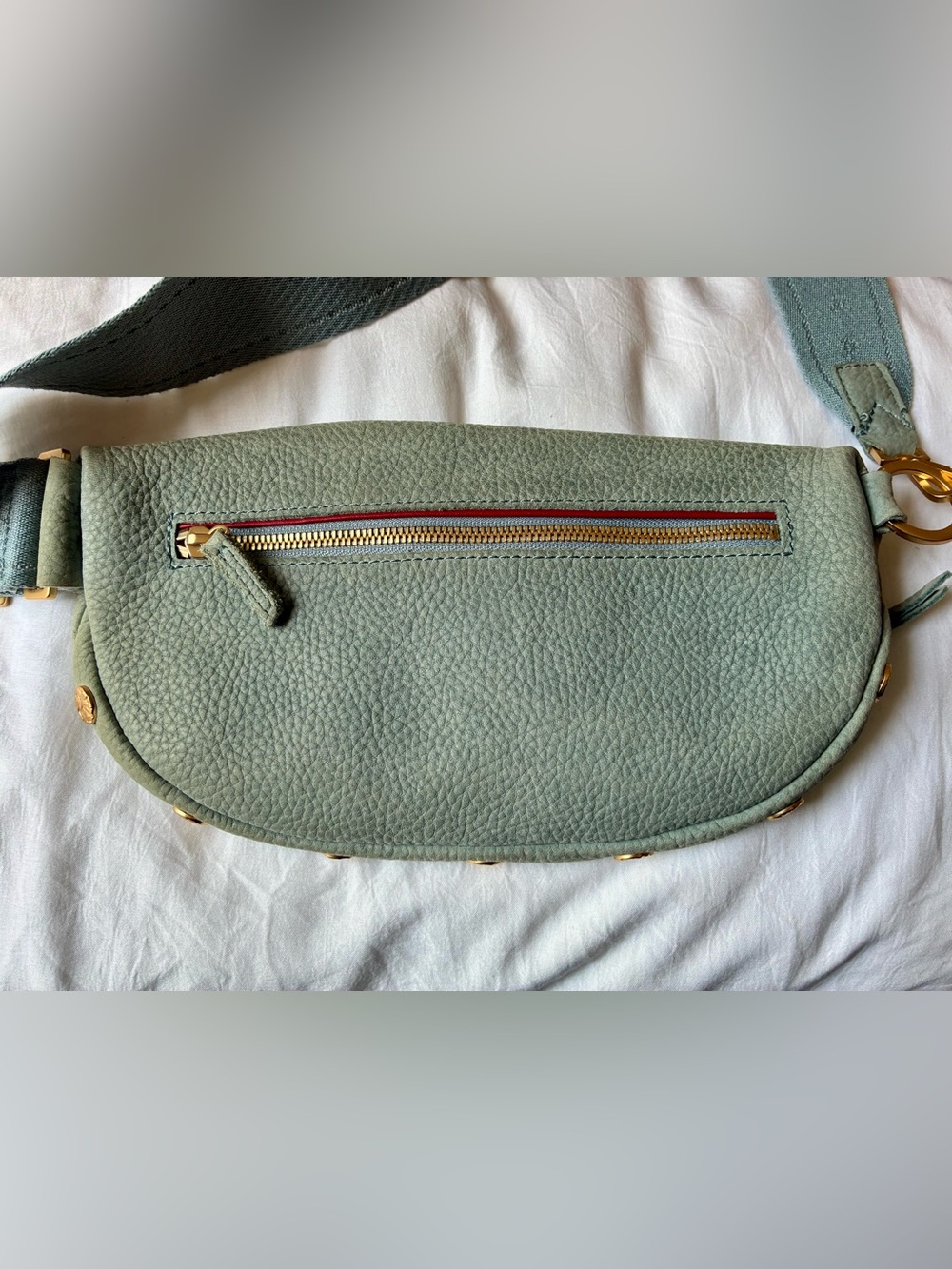 HAMMITT Charles Medium Crossbody Belt Bag Bay Blue Nubuck PRE-OWNED - Picture 5 of 11